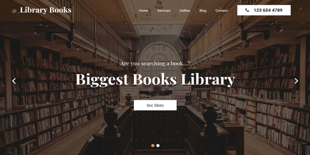 Livres de bibliothèque Page de démonstration du thème WordPress