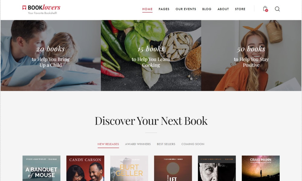 Site Web de démonstration du thème de la bibliothèque WordPress Booklovers