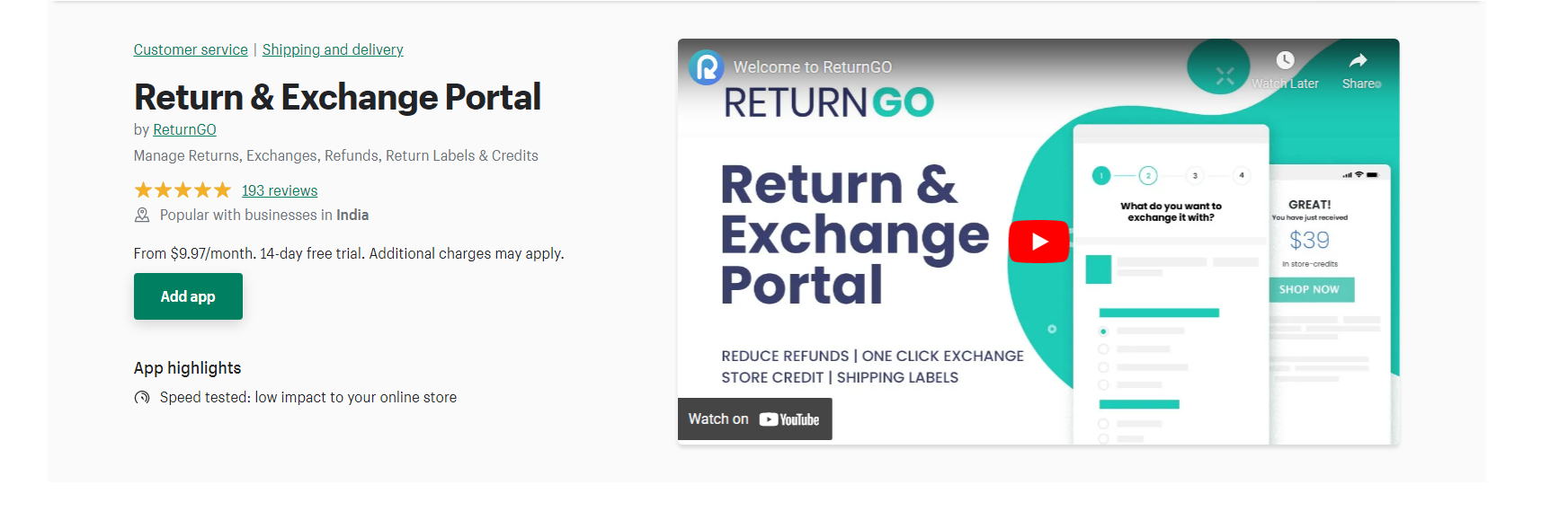 ReturnGo - Shopify 返品アプリ