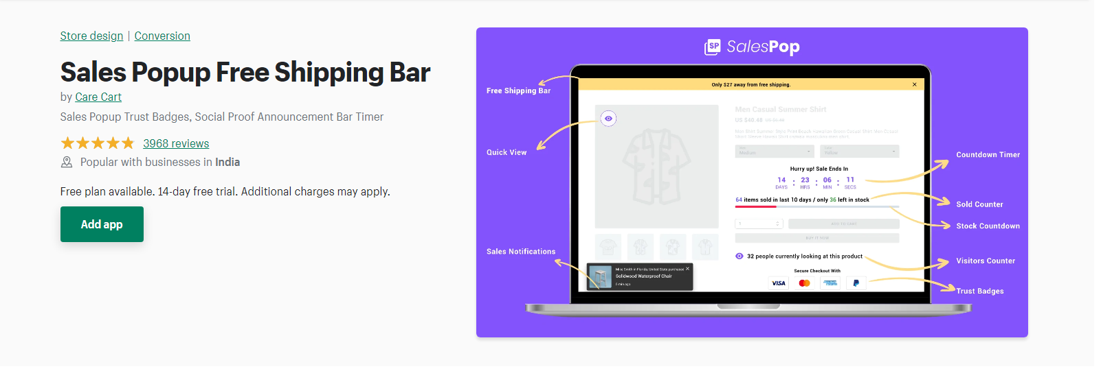ケアカート - Shopify 送料無料バー