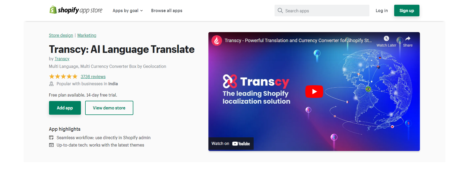 Transcy - 翻訳アプリのshopify