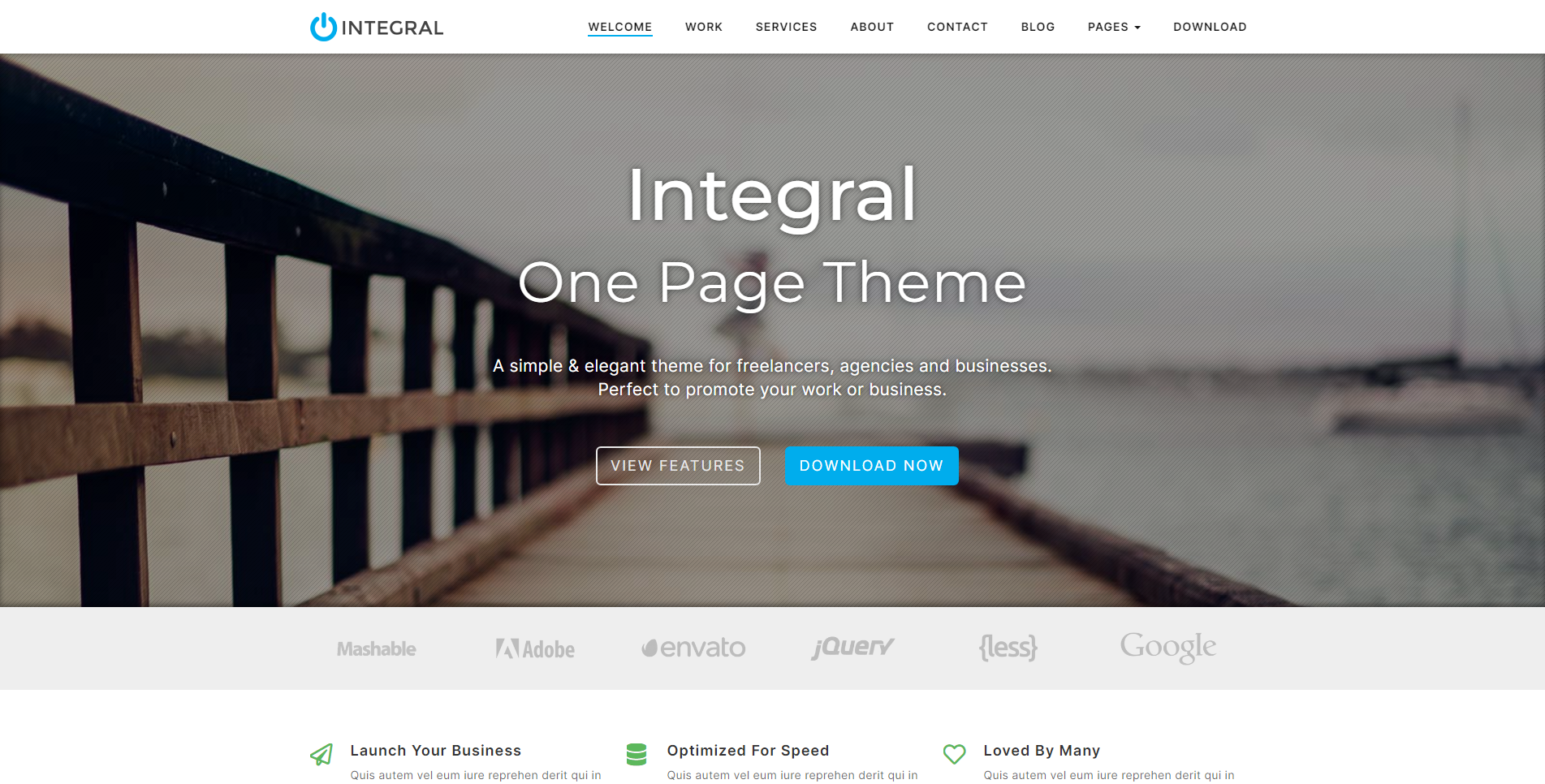Integral - 무료 방문 페이지 WordPress 테마