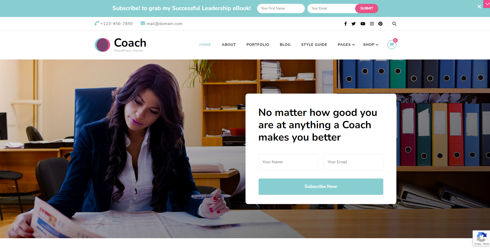 Blossom Coach - 무료 방문 페이지 WordPress 테마