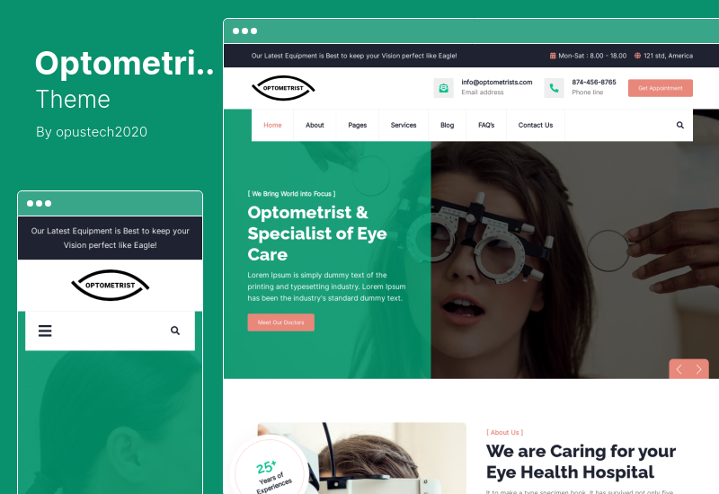 Tema Optometrista - Tema WordPress óptico e de cuidados com os olhos