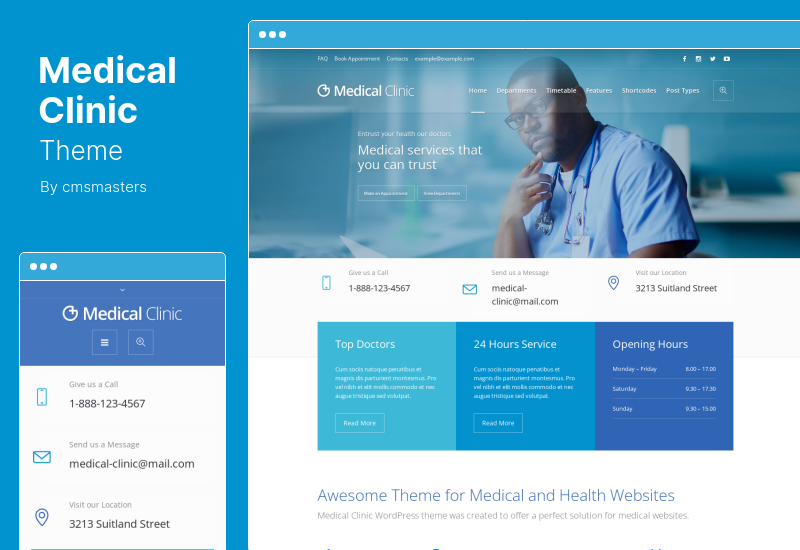 Tema de clínica médica - Tema WordPress de saúde de médico e hospital