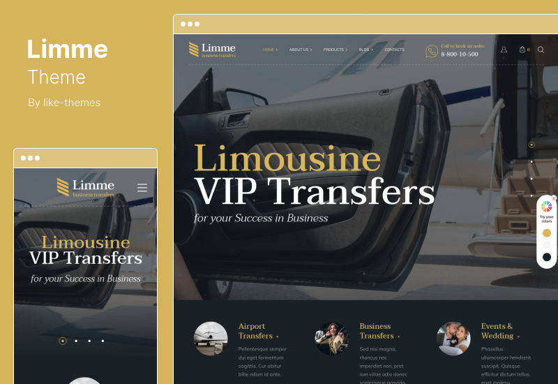 Limme 主题 - 豪华轿车接送和汽车经销商 WordPress 主题
