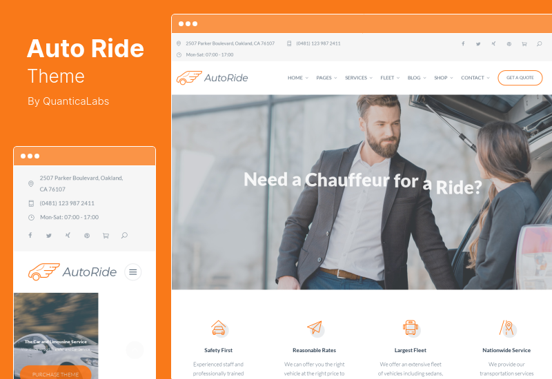 AutoRide 主题 - 司机豪华轿车预订 WordPress 主题