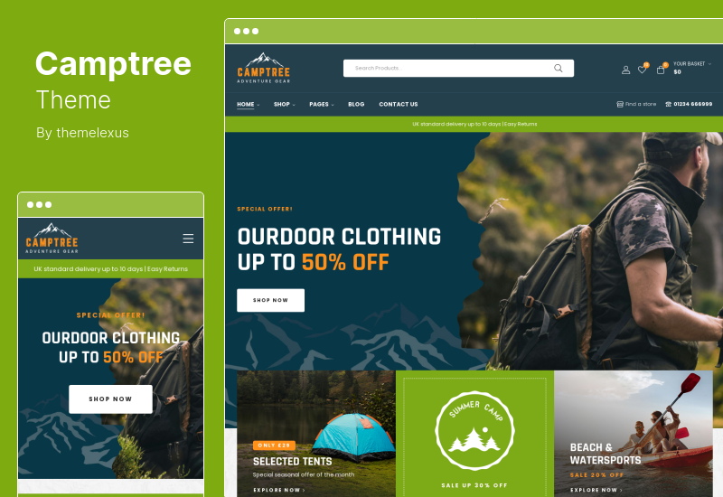 Camptree 主题 - 户外露营装备 WooCommerce Elementor 主题