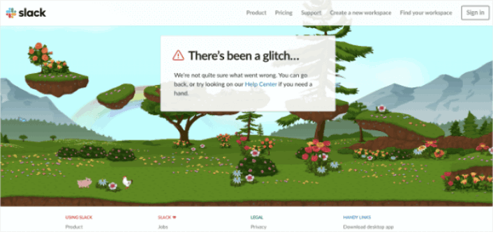 Slack 404 錯誤頁面示例