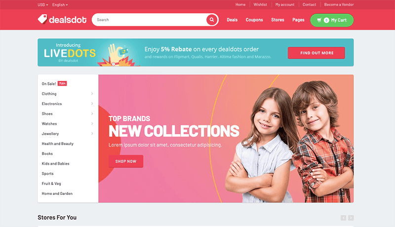 8+ أفضل موضوع وورد بريس متعدد البائعين لسوق الإنترنت 5 dealsdot 31