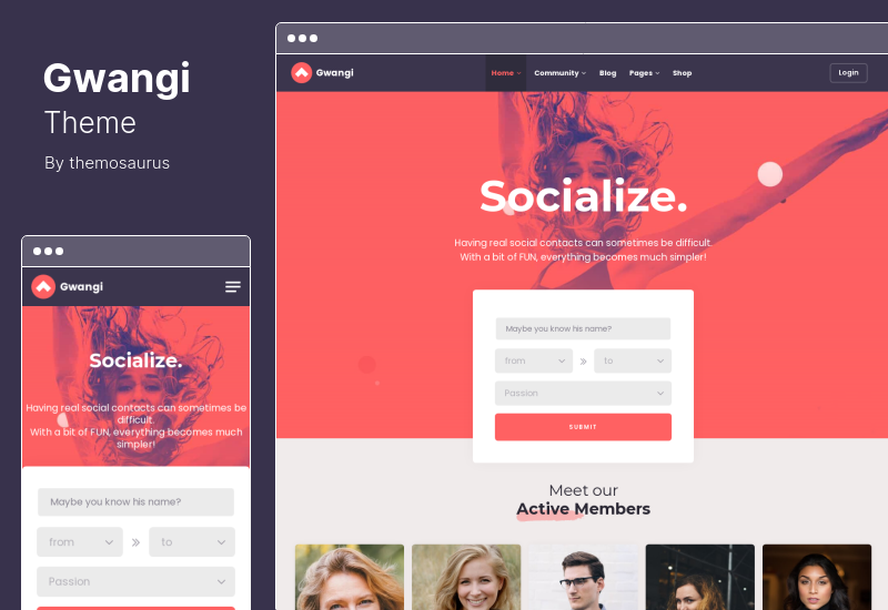 Tema Gwangi - Tema de WordPress para miembros multipropósito PRO, red social y comunidad BuddyPress