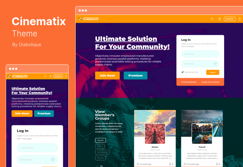 Tema Cinematix - Tema de WordPress para miembros de BuddyPress Nouveau