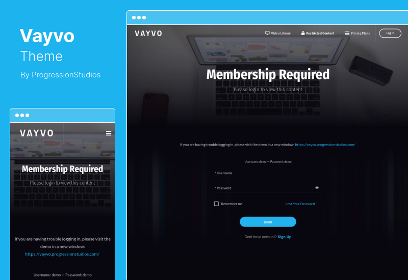 Vayvo Theme - Tema de WordPress para transmisión de medios y membresía