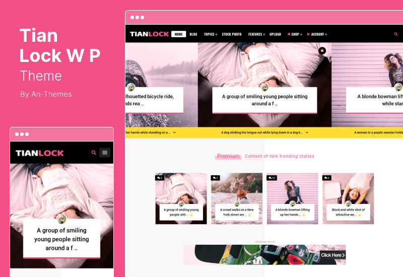 TianLock WP Theme - Restringir contenido Pro / Membresía Tema de WordPress