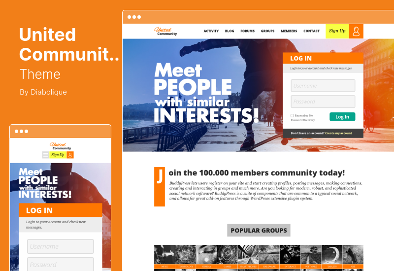 Tema UnitedCommunity - Tema de WordPress para miembros de BuddyPress