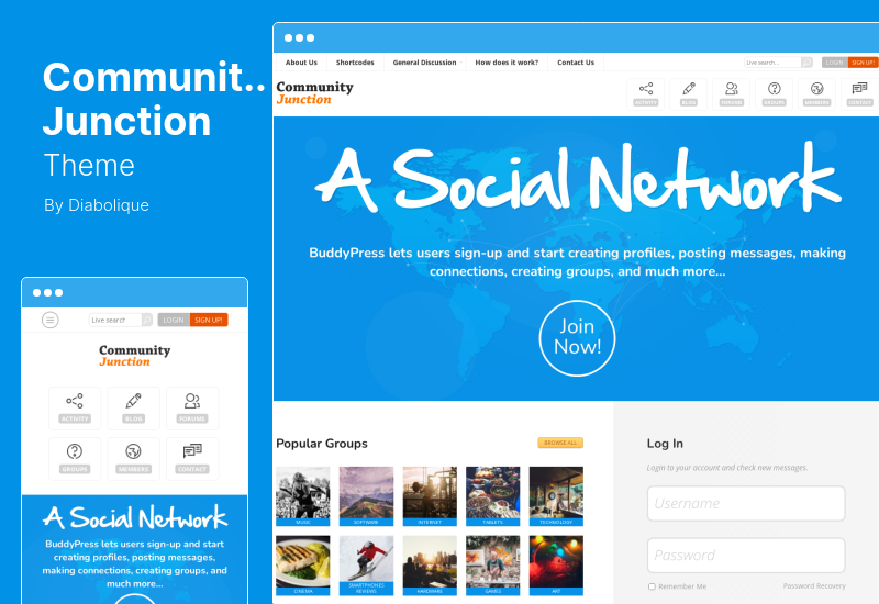 Tema CommunityJunction - Tema de WordPress para miembros de BuddyPress