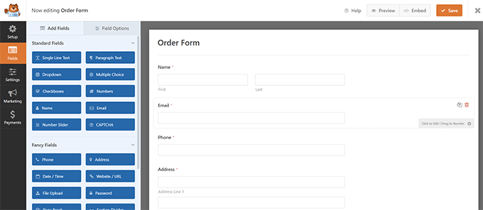 Generatore di moduli WPForms