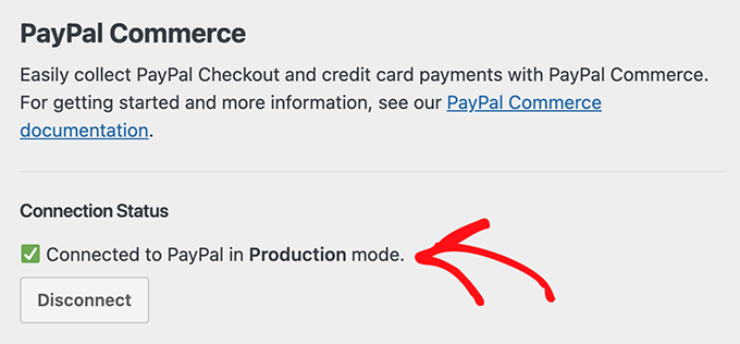 Messaggio connesso a PayPal