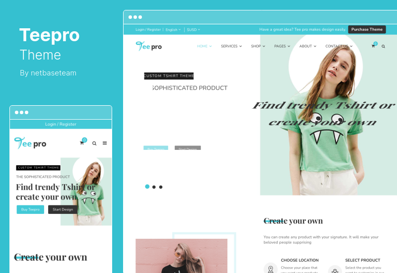 Tema Teepro - Tema WordPress Perancang Kaos Kustom Woocommerce