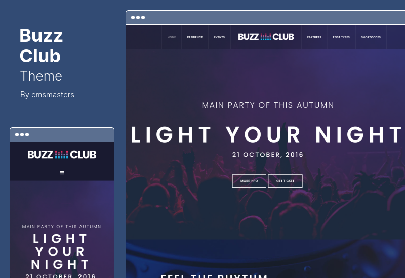 Thème Buzz Club - Thème WordPress pour événement de boîte de nuit, DJ et festival de musique