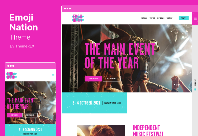 Thème EmojiNation - Thème WordPress pour boîte de nuit et événement de concert