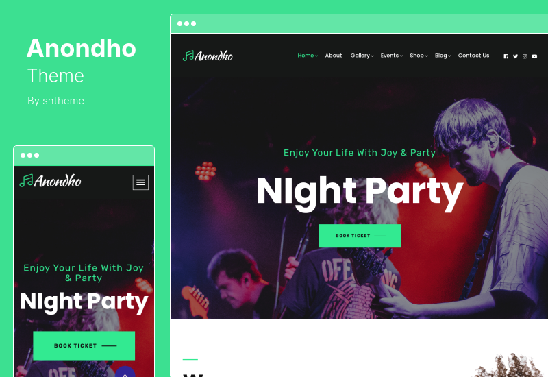 Thème Anondho - Thème WordPress pour boîtes de nuit et événements