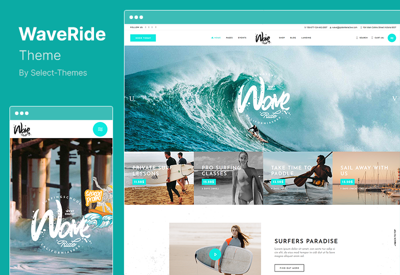 Motyw WaveRide — motyw WordPress do surfingu i sportów wodnych