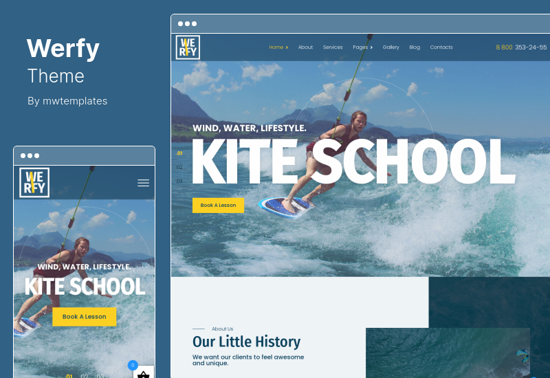 Motyw Werfy — motyw WordPress do surfingu i sportów wodnych