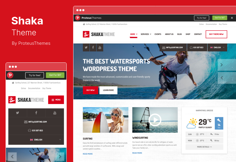Motyw Shaka — motyw WordPress na temat sportów wodnych