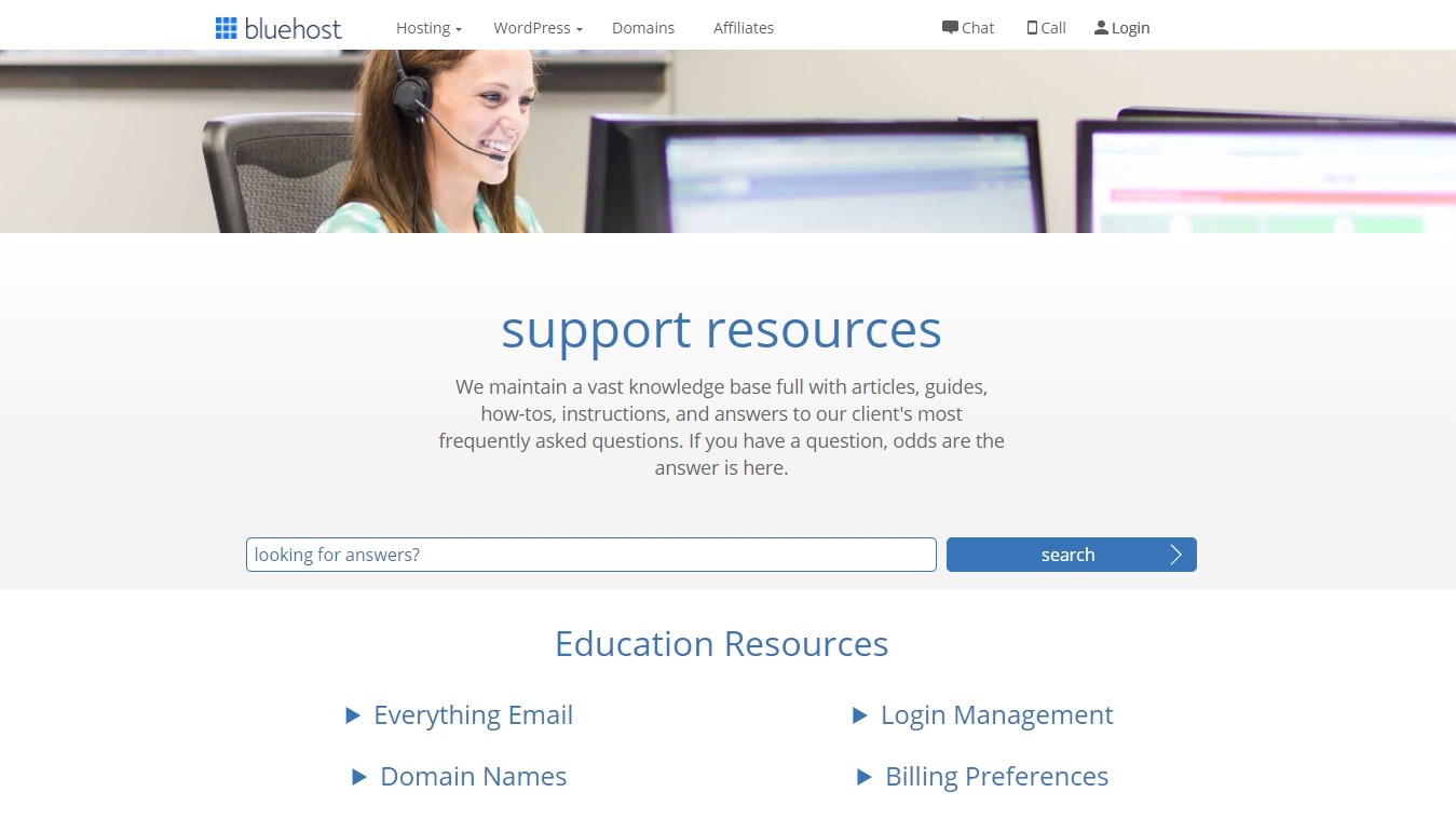 Bluehost-Hilfeunterstützung