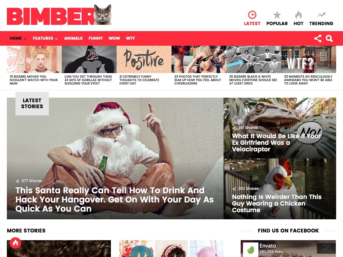 wordpress 테마에 대한 재미있는 뉴스 테마 bimber
