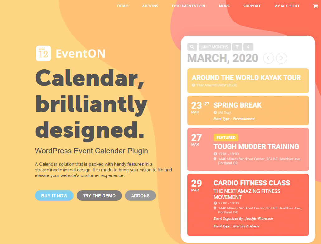 eventon 2022년 WordPress를 위한 최고의 이벤트 캘린더 플러그인