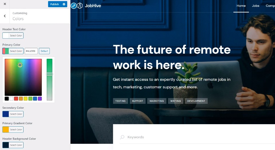 JobHive - 작업 목록 WordPress 테마.