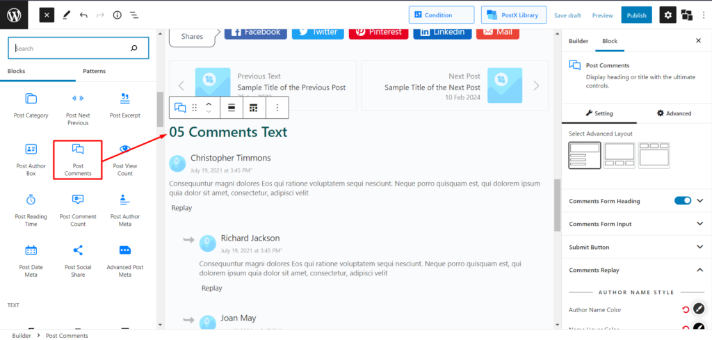 Cómo crear y personalizar la plantilla de publicación de WordPress 7 Post Comments