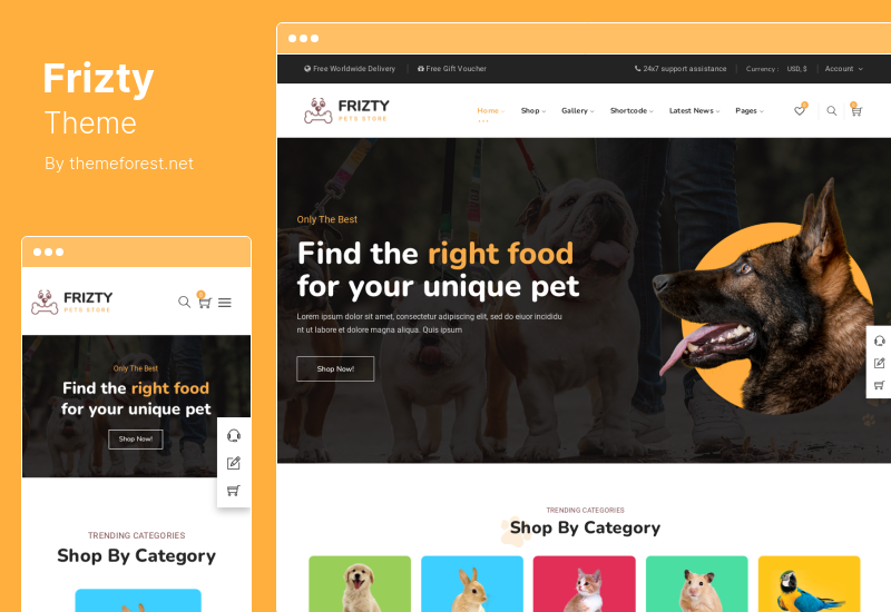 Frizty 主题 - 宠物店 WooCommerce 主题