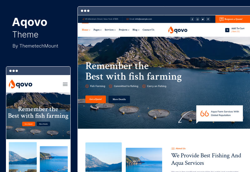 Aqovo 主题 - 水上农场和渔业服务 WordPress 主题