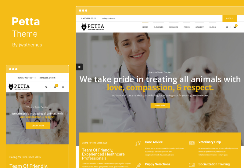 Petta 主题 - 高级宠物护理 WordPress 主题