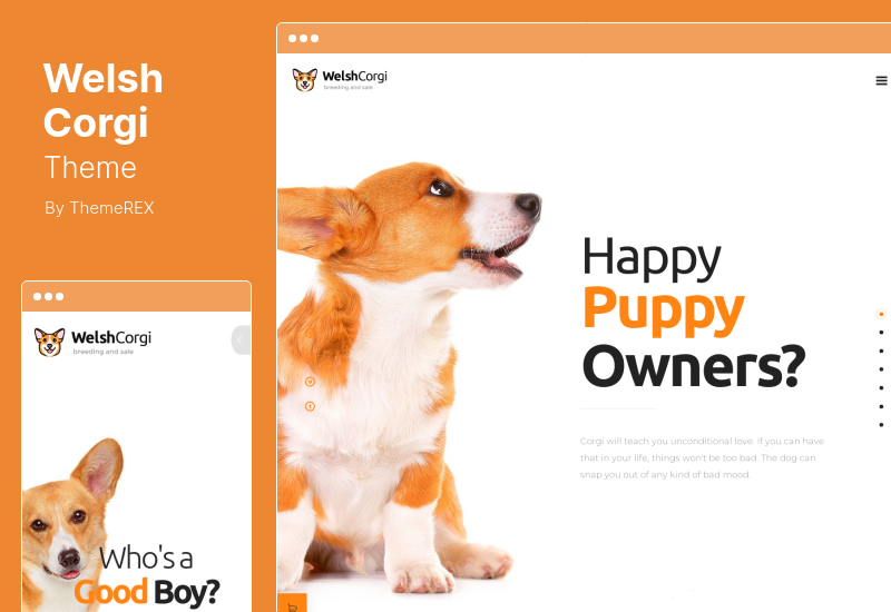 威尔士柯基犬主题 - 狗饲养和销售 WordPress 主题