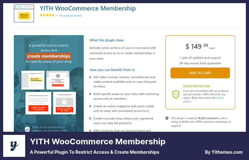 YITH WooCommerce المكون الإضافي لعضوية - مكون إضافي قوي لتقييد الوصول وإنشاء العضويات