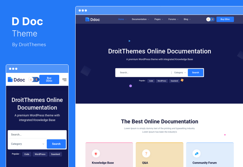DDoc 테마 - 문서 및 지식 기반 WordPress 테마