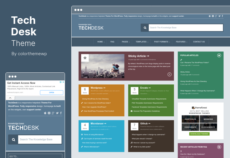 TechDesk 테마 - 기술 자료 및 지원 포럼 WordPress 테마
