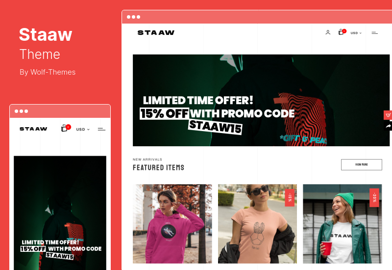 موضوع Staaw - سمة WooCommerce للطباعة عند الطلب