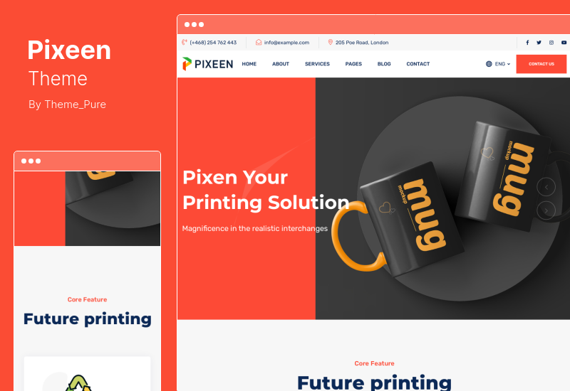 موضوع Pixeen - موضوع شركة خدمات الطباعة وورد