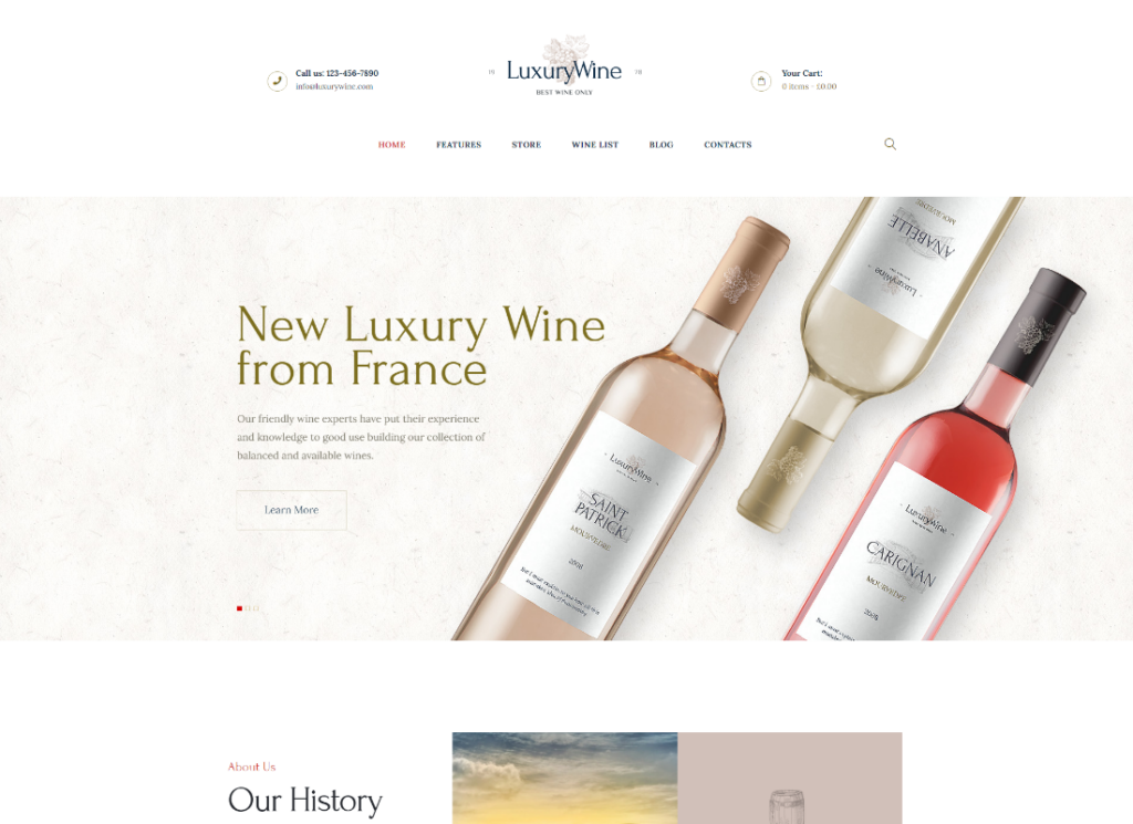 고급 와인 | 주류 판매점 및 포도원 WordPress Theme + Shop