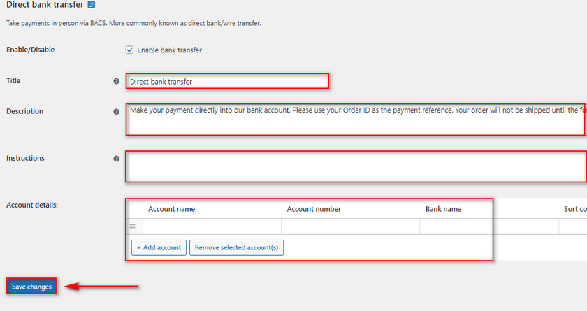 modifier le paiement par virement bancaire direct