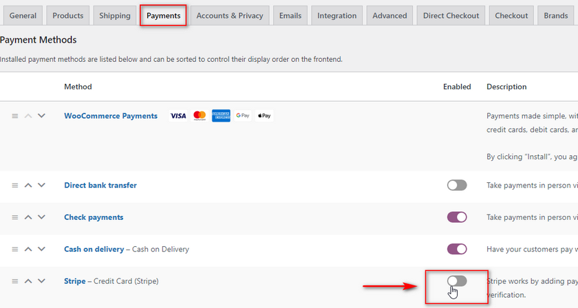 activer Stripe pour configurer Apple Pay dans WooCommerce