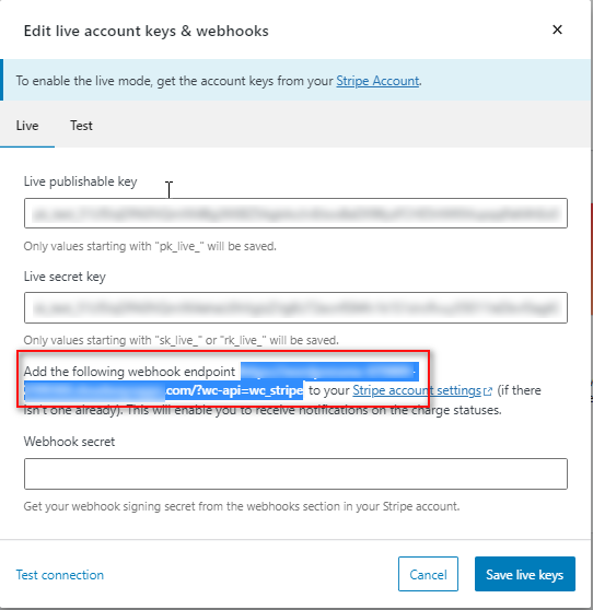 ajouter des clés API standard à Stripe
