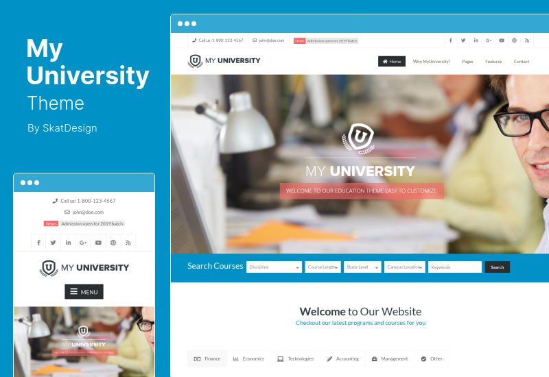 我的大學主題 - 教育 WordPress 主題
