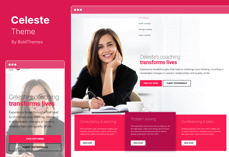 Тема Celeste — тема WordPress для лайф-коуча и терапевта
