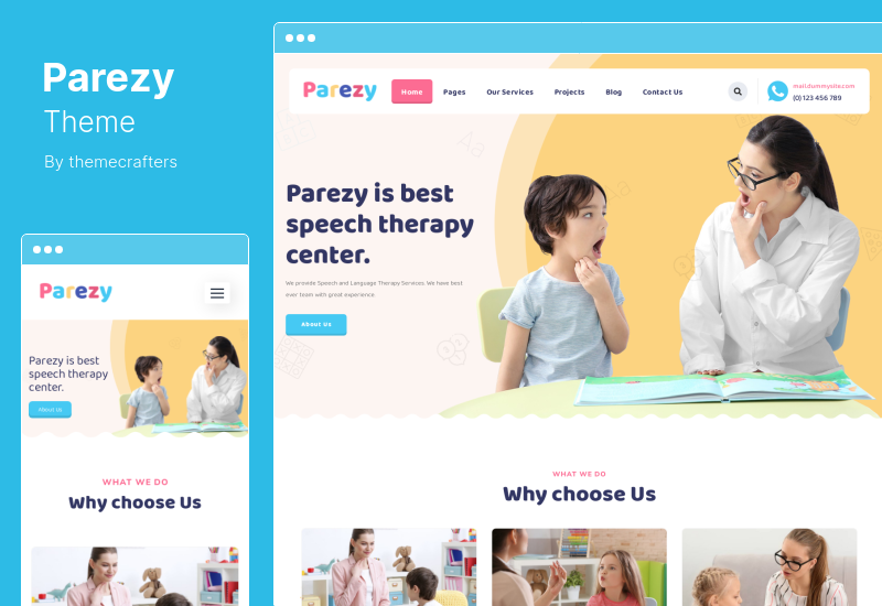 Parezy Theme - Детская логопедическая образовательная тема WordPress